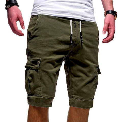 2019 Shorts Men Summer Casual Shorts Streetwear Men's  Cargo Multi-pocket Shorts Solid Color Drawstring Fashion Shorts