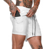 2019 Men's Fitness Shorts With Mobile Phone Inside Pockets Jogger Shorts Training Sporting Shorts Solid Workout Gym Shorts Pants