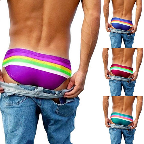 PUIMENTIUA Men's Beach Shorts Briefs Floral Printed Men Beach Shorts Swimwears Trunks Low Waist Boardshorts Swimming Underpants