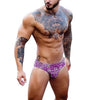 PUIMENTIUA Men's Beach Shorts Briefs Floral Printed Men Beach Shorts Swimwears Trunks Low Waist Boardshorts Swimming Underpants