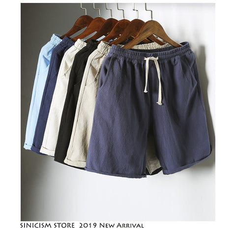 Sinicism Store Colorful Cotton Linen Summer Shorts Men 2019 Beach Shorts Mens Khaki Joggers Shorts Casual White Sweatshorts 5XL